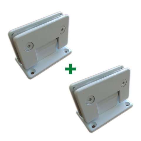 1012 - 2 Dobradiças Central para União Vidro Alvenaria para Porta Blindex - Branco