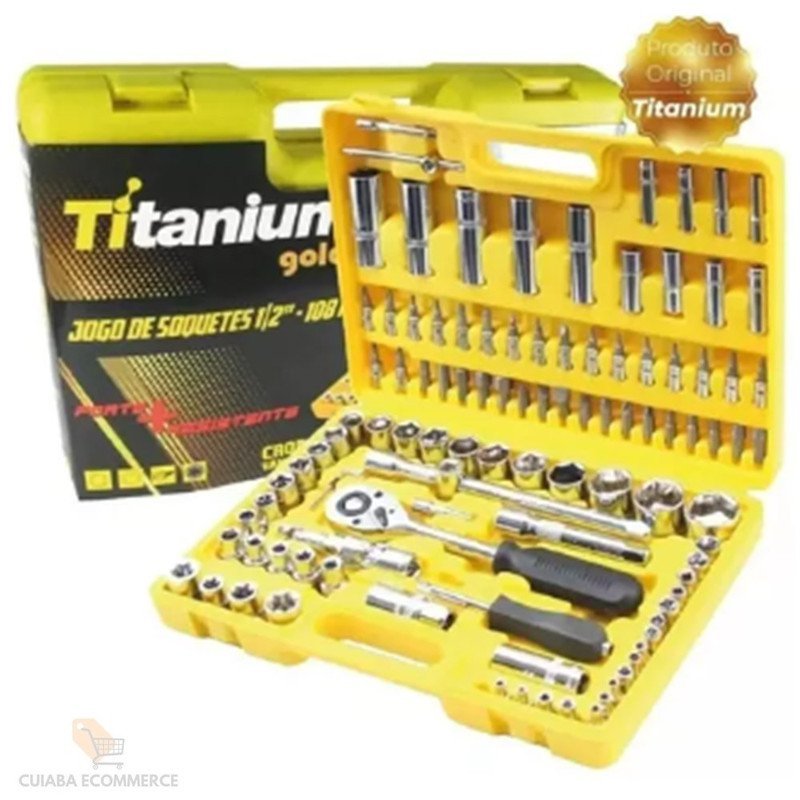 Kit Ferramenta 108 peças Sextavo 1/2 Titanium Soquete - 2