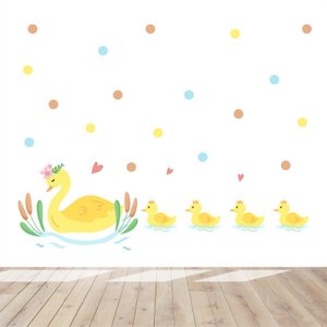 Adesivo kit infantil mamãe e bebês patinhos