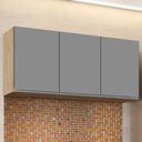 Ver imagem 2 de Armário Aéreo 120cm 3 Portas Virgínia Castanho/Cinza - Lumil Móveis