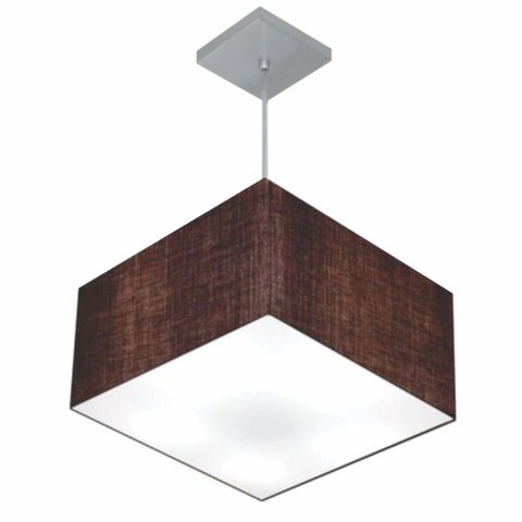 Lustre Pendente Quadrado Vivare Md-4020 Cúpula em Tecido 21/35x35cm - Bivolt - Café - Bivolt