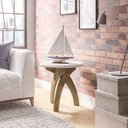 Ver imagem 2 de Mesa Redonda de Apoio Lateral e Cabeceira Jade Off White / Pinho