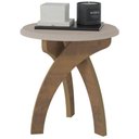 Ver imagem 1 de Mesa Redonda de Apoio Lateral e Cabeceira Jade Off White / Pinho
