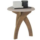Ver imagem 3 de Mesa Redonda de Apoio Lateral e Cabeceira Jade Off White / Pinho