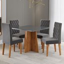 Ver imagem 2 de Mesa de Jantar 4 Lugares Evah Mel/cinza/veludo Cinza - Viero Móveis