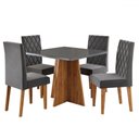 Ver imagem 1 de Mesa de Jantar 4 Lugares Evah Mel/cinza/veludo Cinza - Viero Móveis