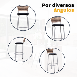 Kit 3 Banqueta Bistro para Cozinha Junco Cappuccino Àrea Gourmet Balcão Bancada bares Churrasqueira - 5
