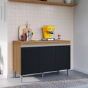 Ver imagem 2 de Balcão de Cozinha Manu 120 Cm Amendoa Preto - Ajl