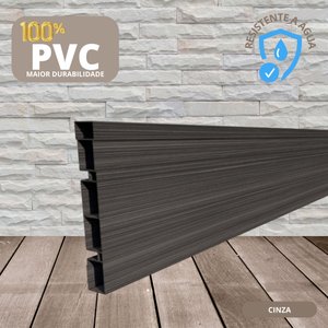 Rodapé de PVC 10 cm altura Frisado barra com 2 M cor CINZA