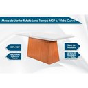 Ver imagem 2 de Conjunto: Mesa Sala Jantar Luna C/ Tampo de Vidro Canto Curvo 180x90cm e 6 Cadeiras Jade Imbuia/off