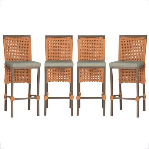 4 Banqueta em Alumínio Roma Marrom Corda Náutica Tecido 8