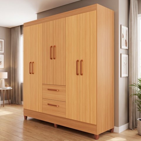 Guarda-Roupas Brilho 100% MDF 6 Portas 2 Gavetas
