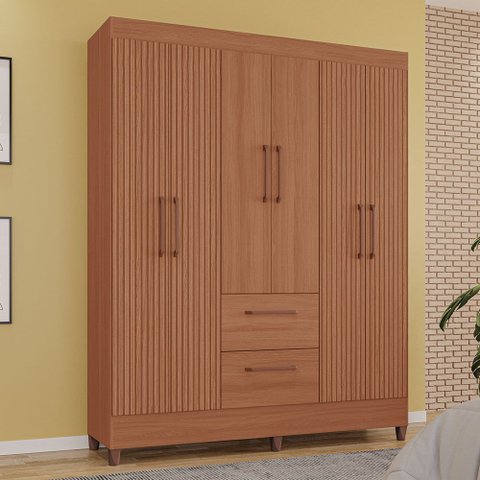 Guarda-Roupas Brilho 100% MDF 6 Portas 2 Gavetas