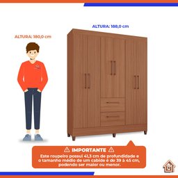 Guarda-Roupas Star 100% MDF Tuboarte 6 Portas 2 Gavetas - 4