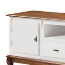 Ver imagem 4 de Rack para Sala com Pés Luis Xv 2 Gavetas 2 Portas de Madeira e Nicho 60503m - Branco/imbuia Glazer