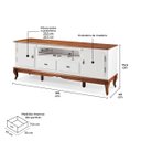 Ver imagem 5 de Rack para Sala com Pés Luis Xv 2 Gavetas 2 Portas de Madeira e Nicho 60503m - Branco/imbuia Glazer