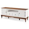 Rack para Sala com Pés Luis Xv 2 Gavetas 2 Portas de Madeira e Nicho 60503m - Branco/imbuia Glazer - 2