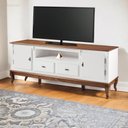 Ver imagem 1 de Rack para Sala com Pés Luis Xv 2 Gavetas 2 Portas de Madeira e Nicho 60503m - Branco/imbuia Glazer