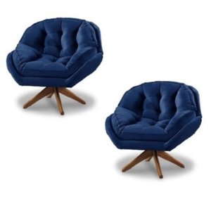 Kit 2 Poltrona Decorativa Estofada Base Giratória Califórnia