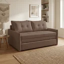 Ver imagem 2 de Sofá Cama Casal Montreal com Colchão Fixo em Linho Marrom Escuro