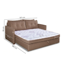 Ver imagem 4 de Sofá Cama Casal Montreal com Colchão Fixo em Linho Marrom Escuro