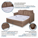 Ver imagem 5 de Sofá Cama Casal Montreal com Colchão Fixo em Linho Marrom Escuro
