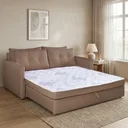 Ver imagem 1 de Sofá Cama Casal Montreal com Colchão Fixo em Linho Marrom Escuro