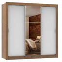 Ver imagem 2 de Guarda-Roupa Casal Madesa Lyon Plus 3 Portas de Correr com Espelho 4 Gavetas Rustic/Branco Cor:Rusti