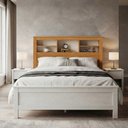 Ver imagem 4 de Cabeceira Elegance Casal em Madeira Maciça com Espaço Organizador Design Moderno Nature Off White