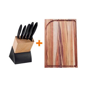KIT - Faqueiro Plenus 6 Peças + 1 Tábua para Churrasco 49x35 - Tramontina