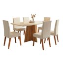 Ver imagem 1 de Conjunto Sala de Jantar Mesa 1,60m com Vidro Anjos 6 Cadeiras Linho Milano Viero