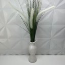 Ver imagem 4 de Vaso branco perolado alto de cerâmica trabalhado moderno