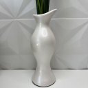 Ver imagem 3 de Vaso branco perolado alto de cerâmica trabalhado moderno