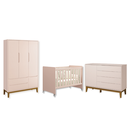 Ver imagem 2 de Quarto de Bebê Berço Evolution + Guarda Roupa 3 Portas + Cômoda Sapateira Elfe Rosa Fosco