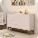 Ver mais imagens de Quarto de Bebê Berço Evolution + Guarda Roupa 3 Portas + Cômoda Sapateira Elfe Rosa Fosco