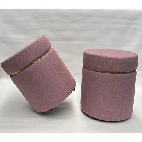 Kit 2 Puff com Cinta Dourada:rosa