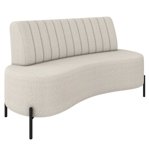 Sofá 2 Lugares 135cm Pés Aço Preto Tamar K04 Bouclê Areia - Mpozenato