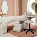 Ver imagem 2 de Maca Estética Charme + Mocho + Escada + Capa Plástica Corino Bege Bruma