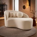 Ver imagem 1 de Sofá Aurea Orgânico Curvo Divã Bouclé Confortável Resistente para Salas e Consultório