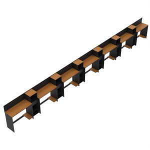 Conjunto de Escritório Smart 6 Livreiro e 7 Mesas 90cm - Preto e Cedro Preto e Cedro