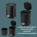 Ver imagem 6 de Lixeira Aço Carbono Preto Pedal e Balde Frame 20l Brinox