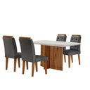Ver imagem 6 de Sala De Jantar Mesa Olímpia 120cm Mdf Vidro Canto Reto Com 4 Cadeiras Carol Moderna Grafite, Off