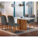 Ver imagem 1 de Sala De Jantar Mesa Olímpia 120cm Mdf Vidro Canto Reto Com 4 Cadeiras Carol Moderna Grafite, Off