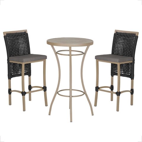 Mesa Bistro e 2 Banquetas Roma Fendi Corda Náutica 11 Trama Original