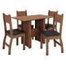 Conjunto de Mesa e 4 Cadeiras para Sala de Jantar Milano Fosco-Poliman - Carvalho / Preto - 1
