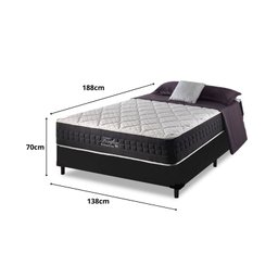 Cama Box Casal Preto + Colchão Casal Mola Ensacada FortFlex 200kg por Pessoa Anjos 30x138x188 - 2