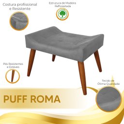 Puff Decorativo Roma Veludo Chumbo - Star Confort - 6