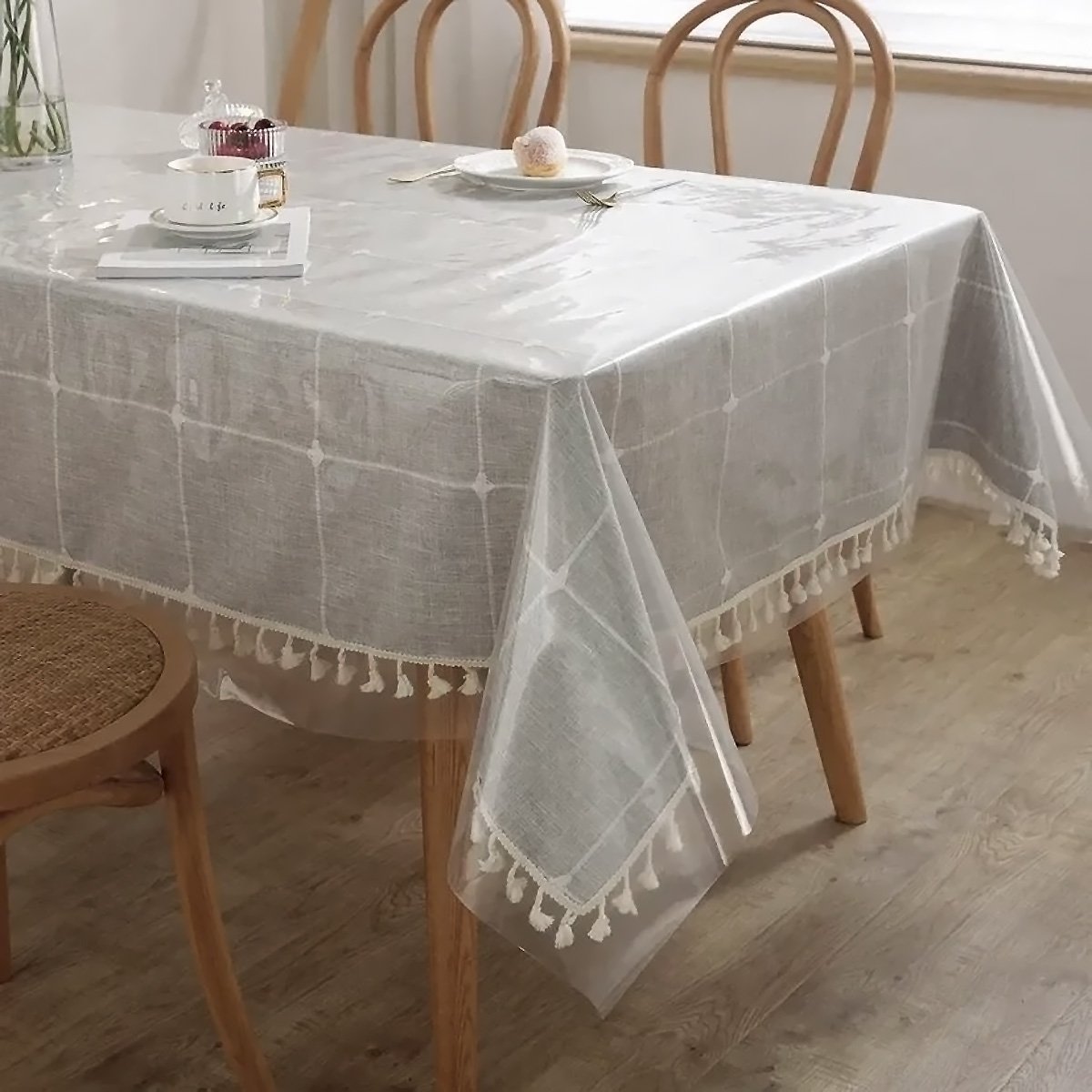 Toalha de Mesa Cristal Plástico Impermeável Retangular Transparente 2.0m X 1,40m - 3