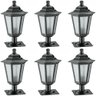 6 Luminárias de Jardim Balizadores Piso Muro Preto Colonial Lente Fosca Dital Linha Grega - 1