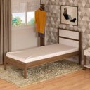Ver imagem 1 de Cama Solteiro com Cabeceira 96,7 Cm X 196 Cm para Quarto Cor:nogal com Branco